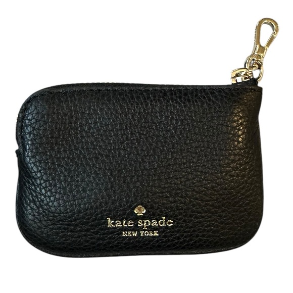 kate spade Handbags - KATE SPADE black pebbled leather ID/card purse gold tone logos/hardware NWOT